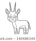 Easy coloring cartoon vector illustration of a Thomsons Gazelle isolated on white background 140486344