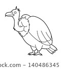 Easy coloring cartoon vector illustration of a vulture isolated on white background 140486345