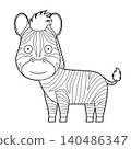 Easy coloring cartoon vector illustration of a zebra isolated on white background 140486347