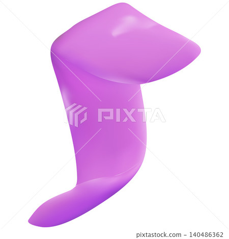 A 3D figure of purple glossy confetti in the shape of a dynamic swirl. A 3D figure of purple glossy confetti in the shape of a dynamic swirl. 140486362