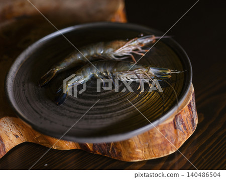 delicious and big shrimps on the plate delicious and big shrimps on the plate 140486504