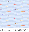 Seamless fish pattern with gentle blue waves 140486559