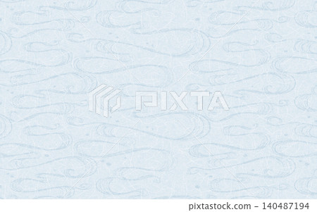 Seamless Japanese-style washi paper pattern. Light blue, flowing water pattern. Seamless Japanese-style washi paper pattern. Light blue, flowing water pattern. 140487194