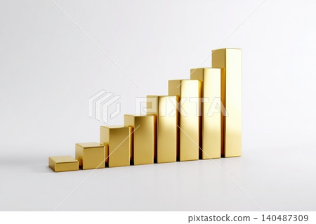 Rising gold bar graph illustrating growth in financial investments and wealth Rising gold bar graph illustrating growth in financial investments and wealth 140487309