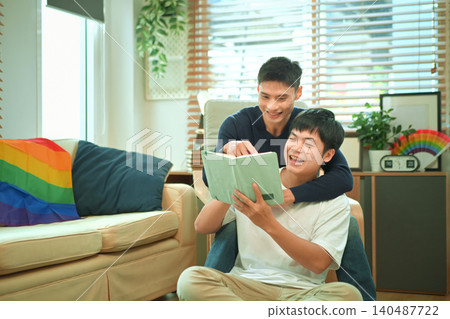 LGBTQ reading daily book together at home LGBTQ reading daily book together at home 140487722
