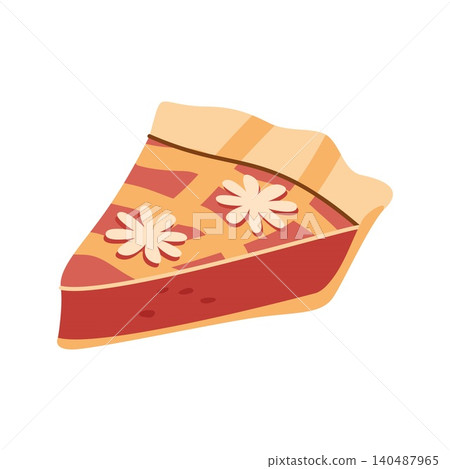 Slice of sweet berry pie decorated with dough flowers Slice of sweet berry pie decorated with dough flowers 140487965