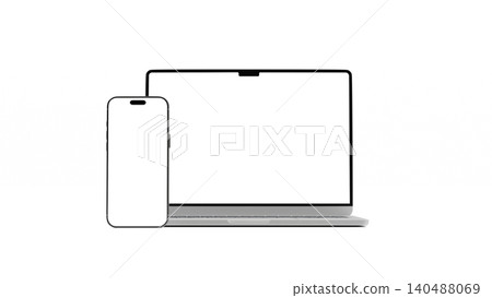 3D Render Laptop and Smartphone Mockup with Blank White Screen on White Background 3D Render Laptop and Smartphone Mockup with Blank White Screen on White Background 140488069