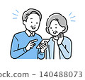 老年男女使用智慧型手機的插圖 140488073