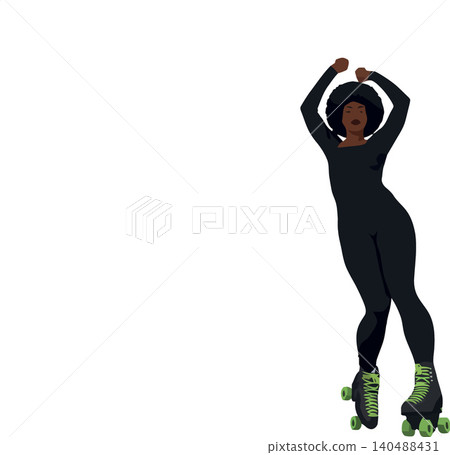 Vsai african american woman roller skating dancing retro style Vsai african american woman roller skating dancing retro style 140488431
