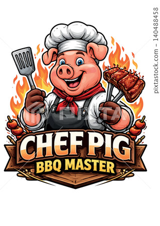 Vsai chef pig barbecue master cooking meat spatula Vsai chef pig barbecue master cooking meat spatula 140488458