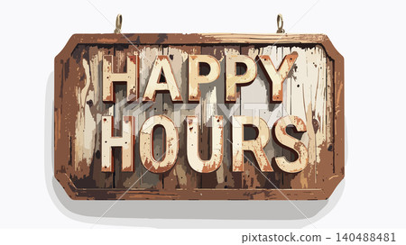 Happy hours wooden sign with rustic distressed texture Happy hours wooden sign with rustic distressed texture 140488481