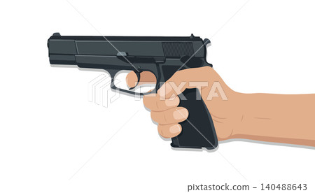 Vsai hand holding pistol showing firearm violence or security Vsai hand holding pistol showing firearm violence or security 140488643
