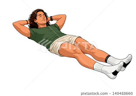 Vsai young man relaxing with eyes closed and hands behind head Vsai young man relaxing with eyes closed and hands behind head 140488660