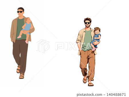 Vsai father carrying baby walking and spending time together 140488671