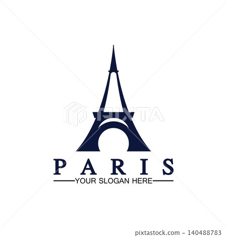 Paris and Eiffel tower logo vector icon illustrator design template Paris and Eiffel tower logo vector icon illustrator design template 140488783
