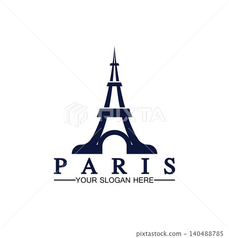 Paris and Eiffel tower logo vector icon illustrator design template Paris and Eiffel tower logo vector icon illustrator design template 140488785