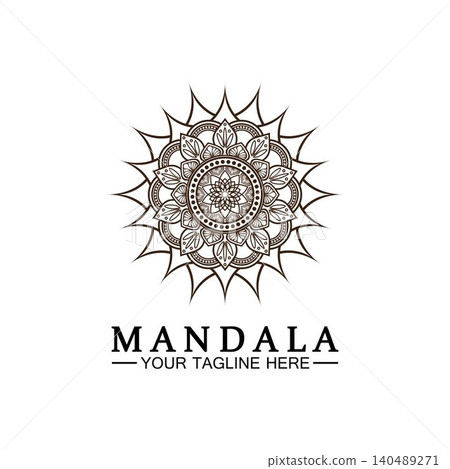 Circle pattern petal Flower Mandala Vector logo template illustration. Colorful template for spiritual retreat or yoga studio,Ornamental business cards,vintage luxury, ornamental decoration 140489271