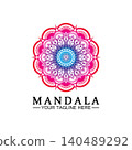 Circle pattern petal Flower Mandala Vector logo template illustration. Colorful template for spiritual retreat or yoga studio,Ornamental business cards,vintage luxury, ornamental decoration 140489292