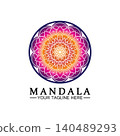 Circle pattern petal Flower Mandala Vector logo template illustration. Colorful template for spiritual retreat or yoga studio,Ornamental business cards,vintage luxury, ornamental decoration 140489293