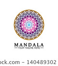 Circle pattern petal Flower Mandala Vector logo template illustration. Colorful template for spiritual retreat or yoga studio,Ornamental business cards,vintage luxury, ornamental decoration 140489302