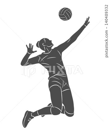 Volleyball player woman hits the ball 140489332