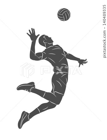 Volleyball player man hits the ball 140489335