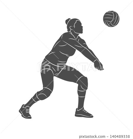 Volleyball player woman hits the ball Volleyball player woman hits the ball 140489338