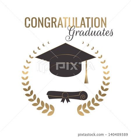 Congratulations graduates design template with graduation cap Congratulations graduates design template with graduation cap 140489389