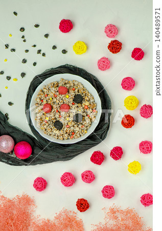 Christmas dessert Kutia on a modern table. Christmas modern sweet meal in Ukraine. 140489571