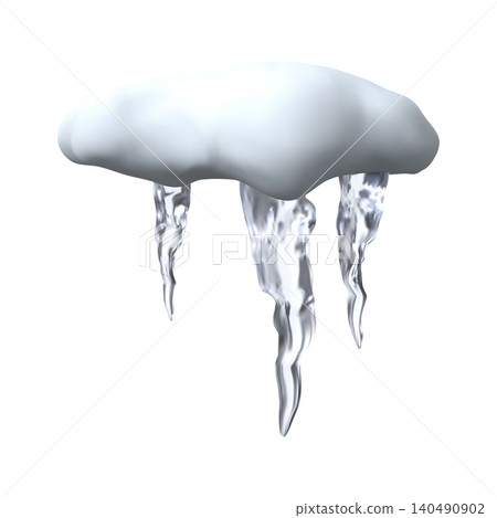Realistic snow icicles with snowcap 3D vector illustration, hanging icicles winter frost, seasonal snowy frozen element Realistic snow icicles with snowcap 3D vector illustration, hanging icicles winter frost, seasonal snowy frozen element 140490902