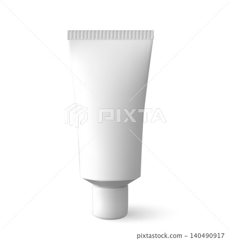 White metal tube, vector 3D realistic cosmetics products package mock up for branding, cream tube flexible container White metal tube, vector 3D realistic cosmetics products package mock up for branding, cream tube flexible container 140490917