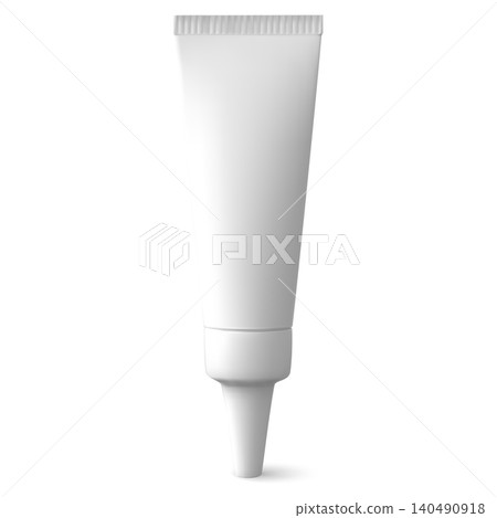 A white plastic tube with a thin applicator nozzle for eye drops, ointments, or serums. A white plastic tube with a thin applicator nozzle for eye drops, ointments, or serums. 140490918