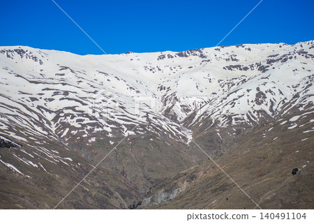 Hiking trail to Mulhacen peak in the spring in Sierra Nevada National Park, Spain Hiking trail to Mulhacen peak in the spring in Sierra Nevada National Park, Spain 140491104