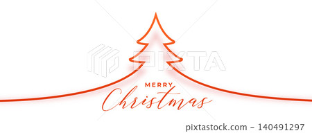 line style christmas tree with shadow banner line style christmas tree with shadow banner 140491297
