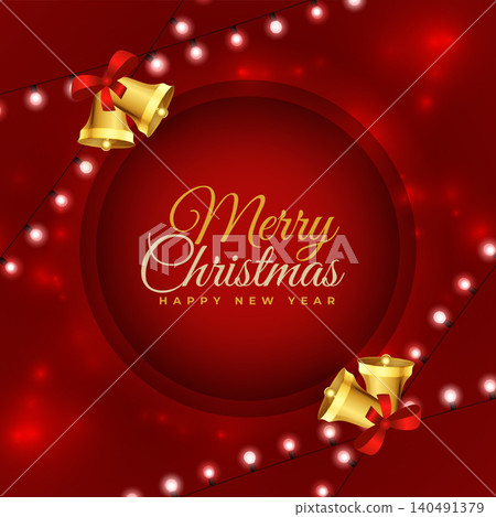 merry christmas and new eve red background with jingle design vector illustration merry christmas and new eve red background with jingle design vector illustration 140491379