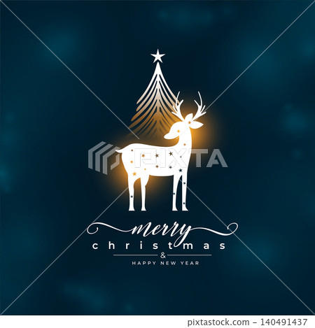 beautiful merry christmas wishes background with reindeer design beautiful merry christmas wishes background with reindeer design 140491437