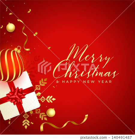 3d realistic merry christmas red background design 3d realistic merry christmas red background design 140491487