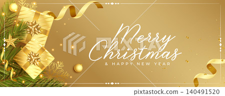 merry christmas golden festival realistic banner design merry christmas golden festival realistic banner design 140491520