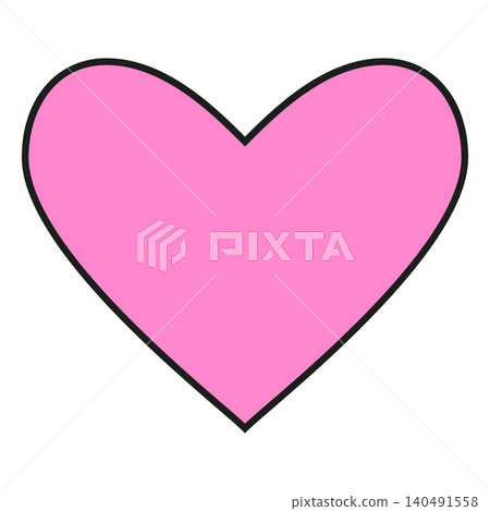 A cute pink heart with a crisp black outline in retro and pop art style. A cute pink heart with a crisp black outline in retro and pop art style. 140491558