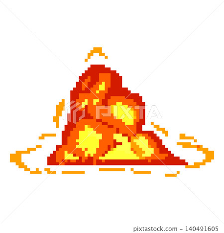 Bomb explosion, detonated boom flash pixel art, vector cartoon 8 bit video game burning fire blast with red flame Bomb explosion, detonated boom flash pixel art, vector cartoon 8 bit video game burning fire blast with red flame 140491605