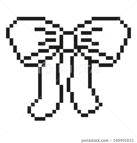 Bow black and white pixel art vector icon, vintage outline ribbon knot, 8 bit video game coquette girly beauty fashion Bow black and white pixel art vector icon, vintage outline ribbon knot, 8 bit video game coquette girly beauty fashion 140491631
