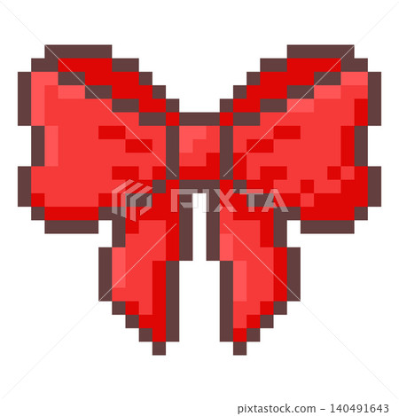 Red bow pixel art vector icon, vintage pixelated black outline ribbon knot, 8bit videogame coquette girly beauty fashion Red bow pixel art vector icon, vintage pixelated black outline ribbon knot, 8bit videogame coquette girly beauty fashion 140491643