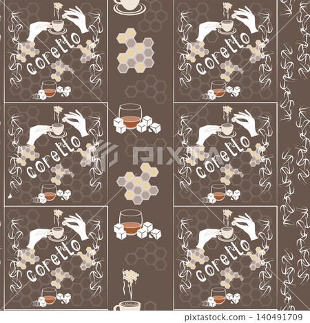pattern with no background showing a coffee ceremony pattern with no background showing a coffee ceremony 140491709