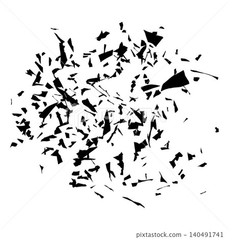 Black shattered and fractured glass with chaotic scattered splinters, split fragments, vector broken background Black shattered and fractured glass with chaotic scattered splinters, split fragments, vector broken background 140491741