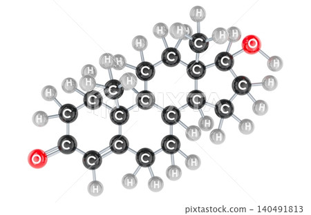 Testosterone molecule model. 3D rendering Testosterone molecule model. 3D rendering 140491813