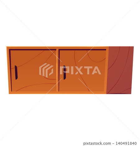 Kitchen locker wardrobe, wooden closet vector flat icon, timber furniture store brown cupboard, cabinet shelves interior Kitchen locker wardrobe, wooden closet vector flat icon, timber furniture store brown cupboard, cabinet shelves interior 140491840