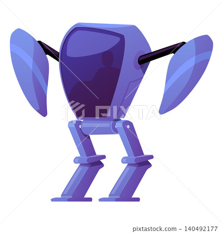 Robot warrior character, vector cartoon battle robot, transformer grey sci-fi cyborg superhero futuristic game soldier 140492177