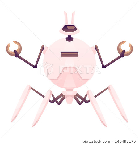 Robot warrior arachnid shape, vector cartoon battle spider robot, transformer sci-fi cyborg game soldier with tentacles Robot warrior arachnid shape, vector cartoon battle spider robot, transformer sci-fi cyborg game soldier with tentacles 140492179