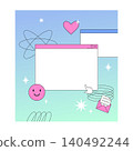 Retro window computer UI UX interface nostalgic OS vector design, gradient background vintage art elements, smiley heart 140492244