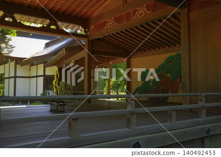 The Noh stage at Takeda Shrine in Yamanashi Prefecture 140492453